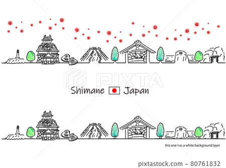 島根縣城市景觀與新型冠狀病毒簡筆劃集 島根縣城市景觀與新型冠狀病毒簡筆劃集 80761832
