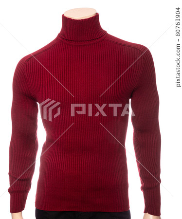 Burgundy longsleeve turtleneck sweater on mannequin isolated 80761904