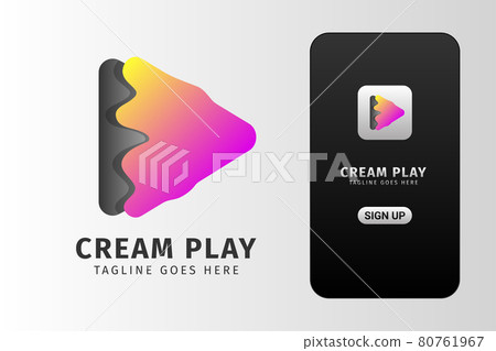 abstract trendy girly cream play button live streamers and vlogger app vector logo design abstract trendy girly cream play button live streamers and vlogger app vector logo design 80761967