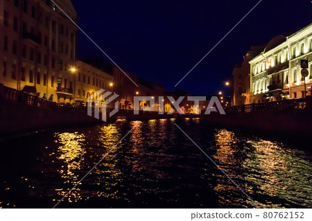 Night view of the Moyka river in St. Petersburg, Russia Night view of the Moyka river in St. Petersburg, Russia 80762152
