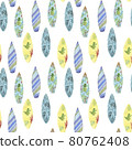 Watercolor surfing board pattern 80762408