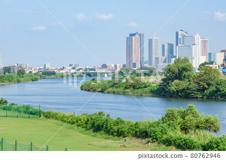 Musashi Kosugi skyscrapers along the Tama River, Kawasaki City, Kanagawa Prefecture 80762946