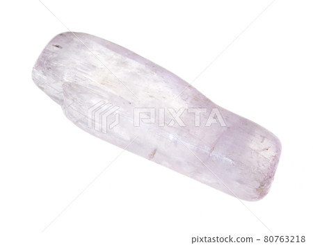tumbled kunzite (spodumene) gem stone on white 80763218