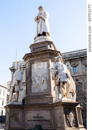 view of Monument of Leonardo da Vinci in Milan view of Monument of Leonardo da Vinci in Milan 80763275