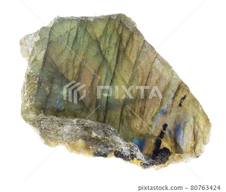 polished labradorite (labrador) stone on white 80763424