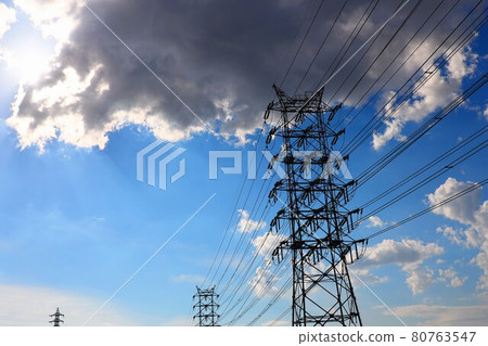 Midsummer day blue sky and iron tower Midsummer day blue sky and iron tower 80763547