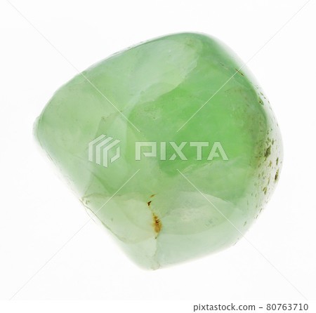 polished Prehnite gemstone on white polished Prehnite gemstone on white 80763710