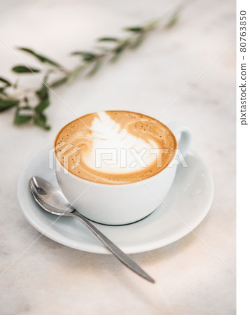 Cappuccino coffee drink in white cup with latte 80763850