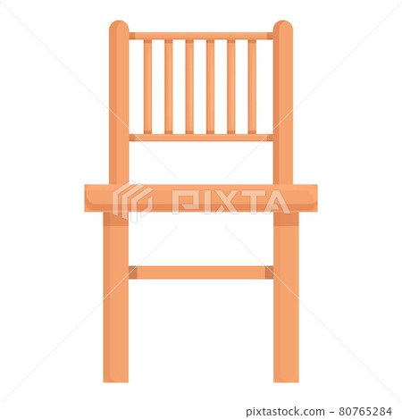 Kid wood chair icon cartoon vector. Wooden patio chair 80765284