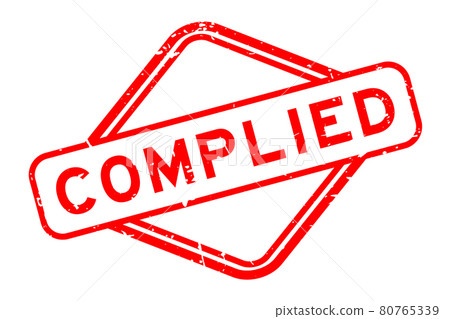 Grunge red complied word rubber square seal stamp on white background 80765339