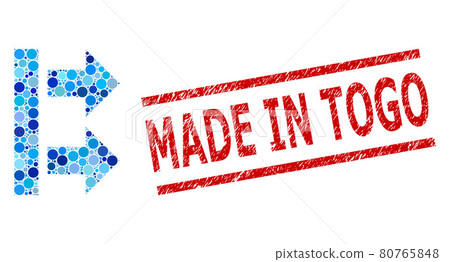 Textured Made in Togo Stamp Print and Bring Right Collage of Round Dots 80765848