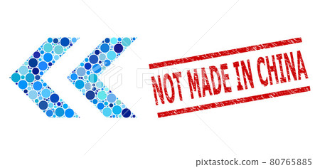 Distress Not Made in China Stamp Seal and Shift Left Mosaic of Circles 80765885