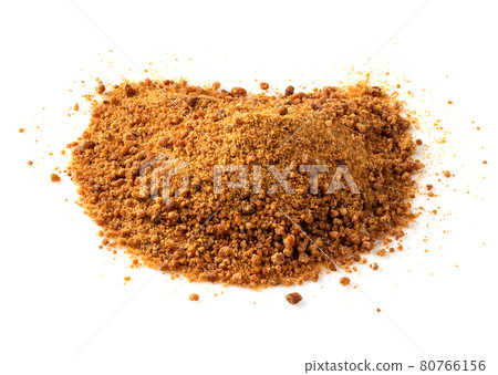 pile of granulated coconut blossom sugar on white 80766156