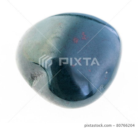 polished heliotrope (bloodstone) gemstone on white 80766204
