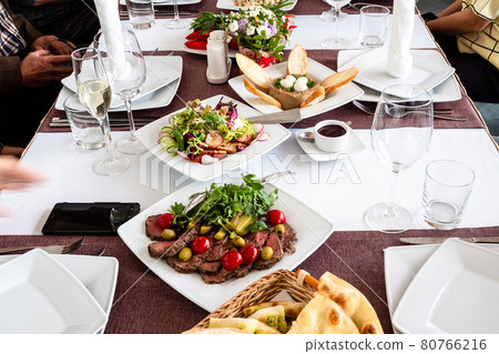 set table before start of anniversary celebratio set table before start of anniversary celebratio 80766216