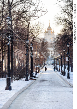 Petrovsky Boulevard and Cathedral in Moscow city 80766381