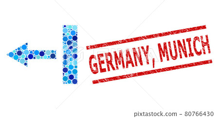 Grunge Germany, Munich Stamp Imitation and Pull Left Collage of Rounded Dots Grunge Germany, Munich Stamp Imitation and Pull Left Collage of Rounded Dots 80766430