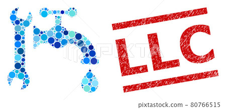 Grunge Llc Stamp Imitation and Plumbing Mosaic of Circles 80766515