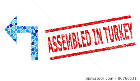 Scratched Assembled in Turkey Stamp and Turn Left Collage of Circles Scratched Assembled in Turkey Stamp and Turn Left Collage of Circles 80766531