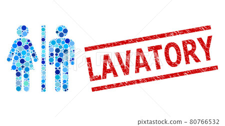 Grunge Lavatory Watermark and WC Persons Mosaic of Circles 80766532