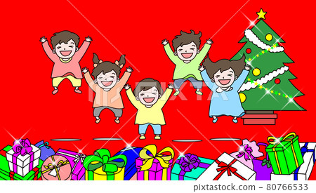孩子們對聖誕禮物很滿意 孩子們對聖誕禮物很滿意 80766533