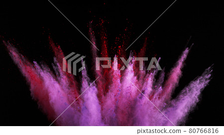 Freeze motion of coloured powder explosion. 80766816