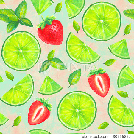 Watercolor hand drawn mojito cocktail seamless pattern 80766832