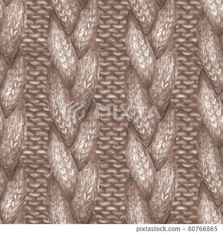 Beige gray realistic knitted seamless pattern. Watercolor hand paint cozy warm knit texture 80766865