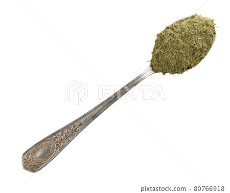 powdered stevia herb in silver teaspoon cutout powdered stevia herb in silver teaspoon cutout 80766918