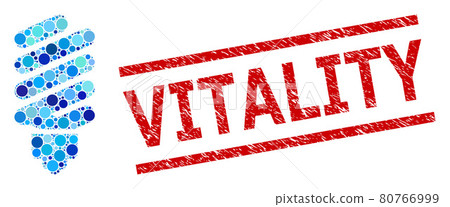 Textured Vitality Stamp Seal and Fluorescent Bulb Collage of Round Dots 80766999