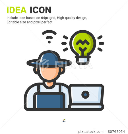 Idea icon vector with outline color style isolated on white background. Vector illustration innovasion sign symbol icon concept for digital farming, technology, logo, industry, agriculture and project Idea icon vector with outline color style isolated on white background. Vector illustration innovasion sign symbol icon concept for digital farming, technology, logo, industry, agriculture and project 80767054