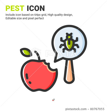 Pest and fruit icon vector with outline color style isolated on white background. Vector illustration bug sign symbol icon concept for digital farming, technology, industry, agriculture and project Pest and fruit icon vector with outline color style isolated on white background. Vector illustration bug sign symbol icon concept for digital farming, technology, industry, agriculture and project 80767055