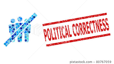 Grunge Political Correctness Watermark and Stop People Composition of Circles 80767059