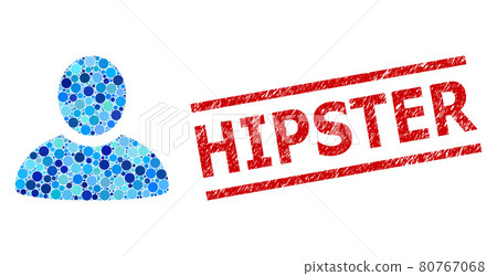 Distress Hipster Stamp Seal and Man Composition of Rounded Dots Distress Hipster Stamp Seal and Man Composition of Rounded Dots 80767068