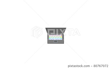 A bird's-eye view of a stylish computer with a colorful keyboard A bird's-eye view of a stylish computer with a colorful keyboard 80767072