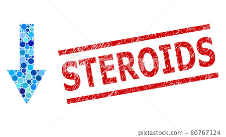 Textured Steroids Stamp Seal and Arrow Down Collage of Circles Textured Steroids Stamp Seal and Arrow Down Collage of Circles 80767124