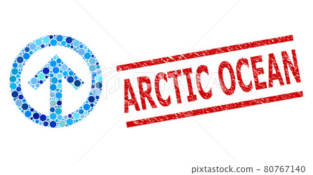 Grunge Arctic Ocean Stamp and Direction Up Composition of Round Dots 80767140