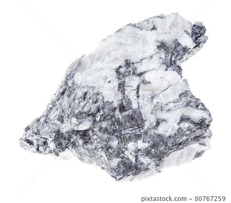 raw Bismuthinite (ore for bismuth) on white 80767259