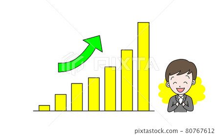 A man doing a guts pose to rise the graph - Stock Illustration ...