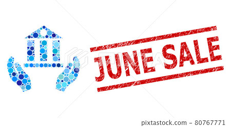 Distress June Sale Watermark and Bank Service Collage of Rounded Dots Distress June Sale Watermark and Bank Service Collage of Rounded Dots 80767771