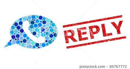 Distress Reply Stamp Print and Phone Message Collage of Round Dots Distress Reply Stamp Print and Phone Message Collage of Round Dots 80767772