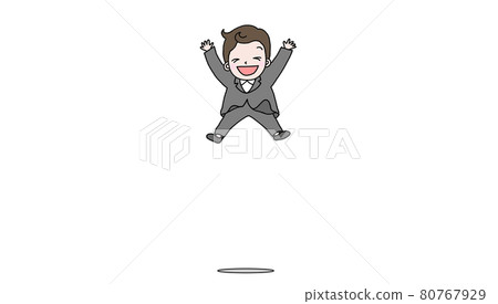 An office worker who is overjoyed to jump 80767929
