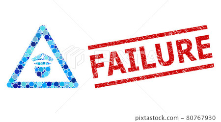 Textured Failure Stamp and Police Danger Mosaic of Round Dots 80767930