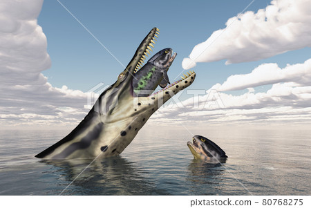 Kronosaurus attacks Rhizodus Kronosaurus attacks Rhizodus 80768275