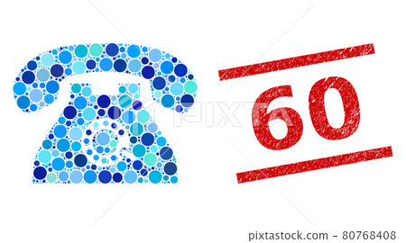 Distress 60 Stamp Imitation and Pulse Phone Collage of Rounded Dots 80768408