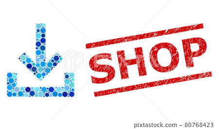 Grunge Shop Stamp and Inbox Mosaic of Circles 80768423