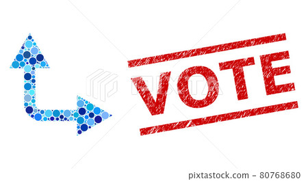 Distress Vote Stamp Seal and Bifurcation Arrow Right Up Mosaic of Rounded Dots 80768680