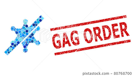 Scratched Gag Order Stamp Print and Frorbidden Sheriff Star Mosaic of Round Dots 80768700