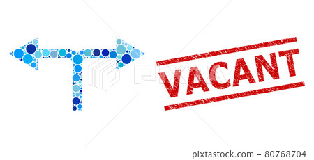 Distress Vacant Stamp Imitation and Bifurcation Arrows Left Right Collage of Rounded Dots Distress Vacant Stamp Imitation and Bifurcation Arrows Left Right Collage of Rounded Dots 80768704