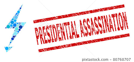 Distress Presidential Assassination Seal and Electric Strike Mosaic of Round Dots 80768707